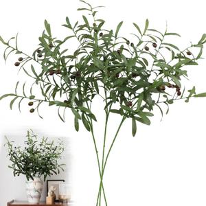 Leftover 3PCS 38 Inch Faux Olive Branches for Vase,Artificial Olive Tree Branches,Eucalyptus Stems,Fake Plant,Faux Greenery Stems for Centerpieces,Home Decor&Wedding Decor