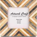 Artwork Craft Picture Photo Frame Chevron Herringbone Art Inspired Vintage Table-Top/ Wall Décor Frames (4x4 Inches, Gray, White, Wood)