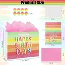 5 x Oletx 13" Rainbow Gift Bags Happy Birthday Party Favor Paper Bags Set with Tissue Paper Greeting Card for Women' Birthday Party, Wedding, Anniversaries, Monther's Day