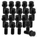 M14x1.5 Lug Bolts 17mm Hex, 28mm Thread Length, Compatible with A3 A4 A5 A6 A7 A8 S3 S4 S5 S6 S7 S8 Golf Beetle CC, Conical Bulge Seat, 20PCS, Black