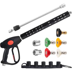 M MINGLE Replacement Pressure Washer Gun with Extension Wand, M22 15mm or M22 14mm Fitting, 5 Nozzle Tips, 40 Inch, 4000 PSI