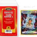 Cardboard Gold Card Saver 1 Sleeve -Resealable Perfect Fit Sleeves for Card Saver 1 semi-ridged Holder - Acid-Free Archival Safe - Glass-Like Clarity - Protect from Scratches/Dirt (50 Sleeves)