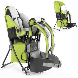 besrey Baby Backpack Carrier, Toddler Hiking Backpack with Safety 3-Height Seat, Adjustable Straps&Waist Belt, Foldable Frame Lightweight Large Capacity Child Carrier for Hiking (Green)