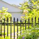 Thealyn Metal Garden Fence Panels 26" H x 24" W (5 Panels, 10 Ft Total) No Digging Decorative Garden Border Fence, Rust-Resistant Black Landscape Edging for Flower Beds, Yard, Patio