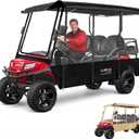 Golf Cart Enclosure 2 4 6 Passenger for EZGO TXT RXV, Club Car Precedent DS, Evolution, Yamaha, All Models Rain Cover for 54"-124" Short or Extended Long Roof, Golf Cart Accessories (Black)