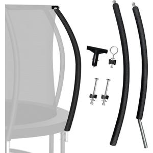 Trampoline Curved Pole Replacement, Universal Curved Enclosure Pole for 10-16ft Frame, with Plastic T Connector, Mounting Hardware, Foam Cover