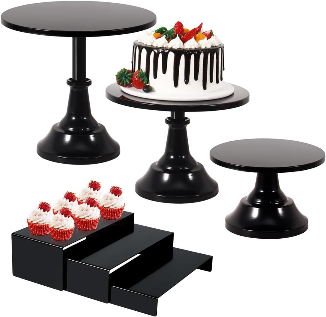 6PCS Cake Stand Set, Red Metal Cake Stands for Party, Dessert Table Display Set, 3 Size Round Cake Pedestal Stand with Cupcake Risers Stands, Dessert Cake Holders for Weddings, Birthday, Baby Shower