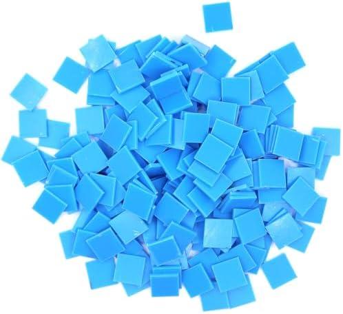 200 Pieces Blue Mosaic Tiles, Opaque Square Mosaic Tiles for Crafts Bulk, Stained Small Acrylic Tiles for Mosaic Projects Supplies Home Decorations (15 x 15 mm)