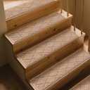 CELION Edged Non-Slip Stair Treads for Wooden Steps (30x8 Inches), 13mm Thick Tufted Carpet Mats, Indoor Stair Runners for Pets & Kids, 100% Polyester TPR Backing No Residue (Beige, 12pc)