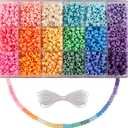 2600+pcs Pony Beads Kit, 18 Color Rainbow Kandi Beads Set, Multicolor Matte Plastic Jewelry Making Kit for DIY Craft Friendship Bracelet Necklace Key Chain