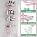 DAOYA Corner Shower Caddy Tension Pole - Pink - Rustproof Adjustable Bathroom Organizer Shelf for Shampoo, 25114.2 Inch Shower Rack for Renters, Apartments