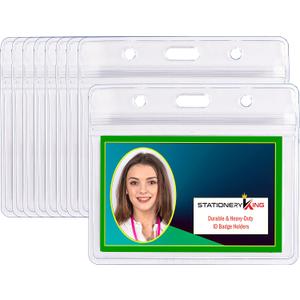 Durable & Heavy-Duty ID Badge Holders ~ Premium Quality, Clear Plastic, Waterproof & Dustproof ~ for ID Cards, Moms, Teachers, Tours, Events, Cruises & More (25 Pack, Horizontal) by Stationery King (Clear Small 2.5 X 3.74)