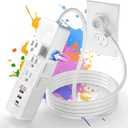 Power Strip, 2300J Surge Protector Power Strip, 5ft Extension Cord with 2 USB A/1 USB C Ports for iPhone 16 15/Plus/Pro/Pro Max, Flat Plug-TUV Listed