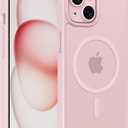 5 x FNTCASE for iPhone 15 Case: for iPhone 14 Case & iPhone 13 Case [Compatible with Magsafe] Translucent Matte Magnetic Phone Cover - Military Grade Drop Protection Shockproof Protective Cases - Pink