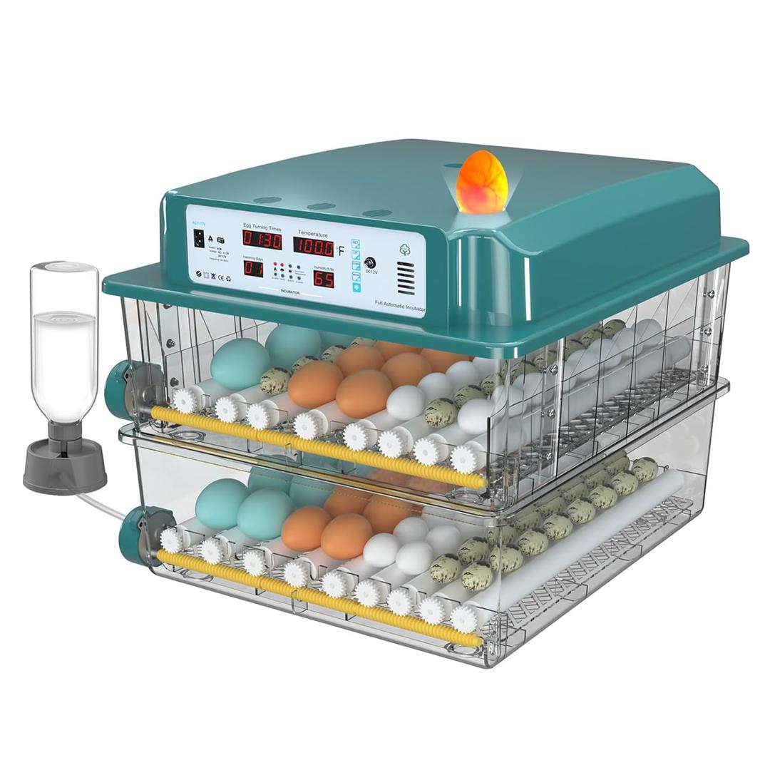 Incubators for Hatching Eggs 120, Chicken Egg Incubator with Automatic Egg Turning and Humidity Display, Temperature Control with 5 Automatic Incubation Modes, Incubation Day Counter