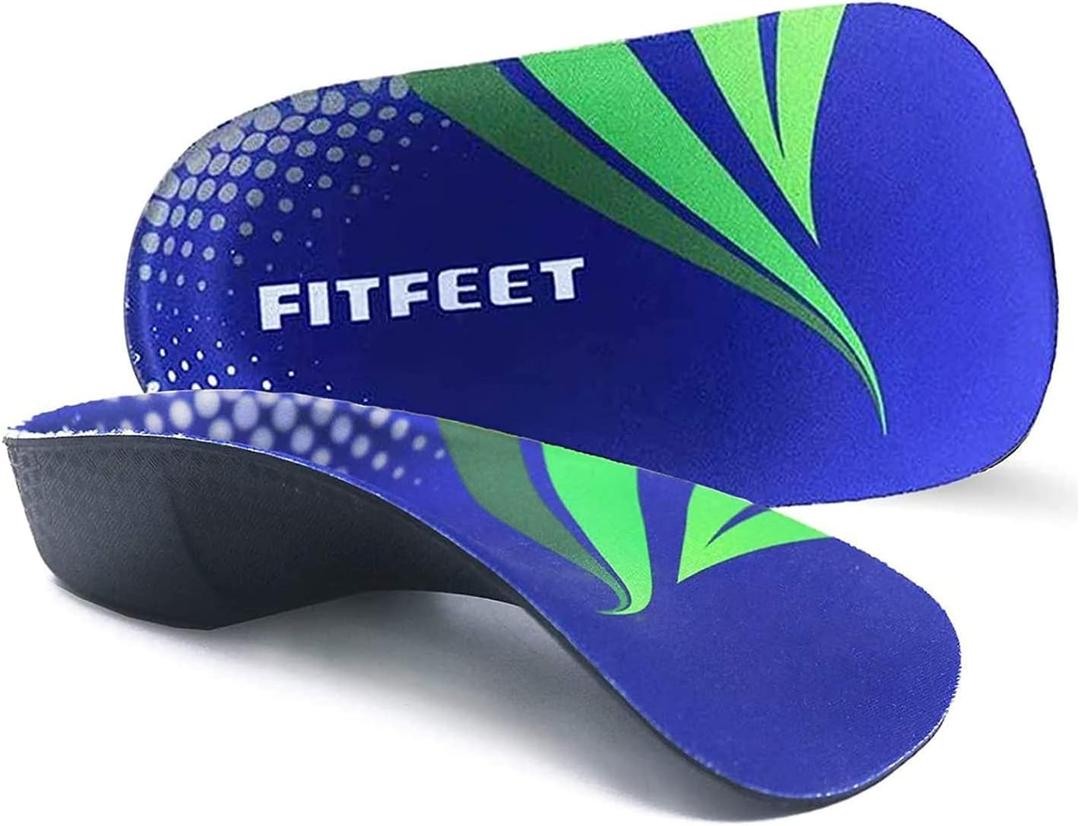 RooRuns FitFeet Orthotic Inserts 3/4 Length, High Arch Support Foot Insoles for Over-Pronation, Plantar Fasciitis, Flat Feet - Shoe Inserts for Walking, Running Men and Women