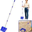 4-in-1 Chicken Manure Scoop, Coop Cleaner Tool for Scoop Sift Rake Level, Lightweight Durable for Chicken Coop Cleaning, Sand Sifting, Poultry Farming & Waste Management (Single Unit, Blue)
