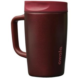 Owala SmoothSip Slider Stainless Steel Insulated Travel Mug with Handle, 100% Leak Proof, For Hot and Cold Drinks, Travel Friendly with Sliding Lock Lid, 12oz, BPA Free, Leak Proof, Black Cherry
