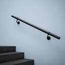ROTHLEY Pipe Stair Handrail, 3Ft Metal Staircase Handrails Black Powder Coated Steel Hand Rails for Indoor & Outdoor Steps Wall Mount Support 1.6" Round Stair Railing with Zinc Alloy Brackets