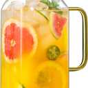 40 oz,1.2Liter Square Glass Pitcher with Lid and Spout, Water Pitchers with Handle for Fridge, Borosilicate Glass Carafe for Hot/Cold Drink, Large Jug for Iced Tea, Coffee, Beverage, Cold