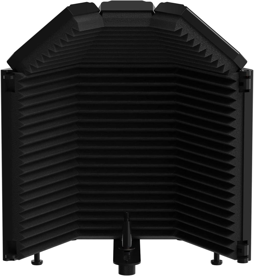 XTUGA Recording Microphone Isolation Shield, High Density Absorbent Foam 3 Panels to Filter Vocal,Top Enclosed Foldable Soundproof Cover for Condenser Studio Equipment MIS01