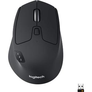 Logitech M720 Triathlon Multi-Device Wireless Mouse, Bluetooth, USB Unifying Receiver, 1000 DPI, 6 Programmable Buttons, 2-Year Battery, Compatible with Laptop, PC, Mac, iPadOS - Black