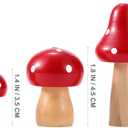 SUPVOX 3pcs Mushrooms Miniature Figurines Mini Wooden Mushrooms Fairy Garden Accessories Flower Pots Micro Landscape Decoration Supplies (Red)