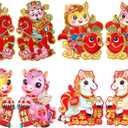 Epakh 8 Pcs 2026 Chinese New Year Stickers Wall Window Door Decorations, 3D Zodiac Horse Wall Sticker, Door Clings, Lunar New Year Horse Spring Festival Walls Window Doors Sticker for Home Decorations