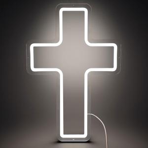 Cross Neon Sign - LED Wall Decor with Long-Lasting Light for Bedroom, Living Room, Kids Room and Churches, Best Gift for Christian Homes, Weddings, Christmas Celebrations and Partys (Blank)