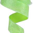 Iridescent Glitter Wired Edge Ribbon, 1.5 Inch x 10 Yards (Lime Green)