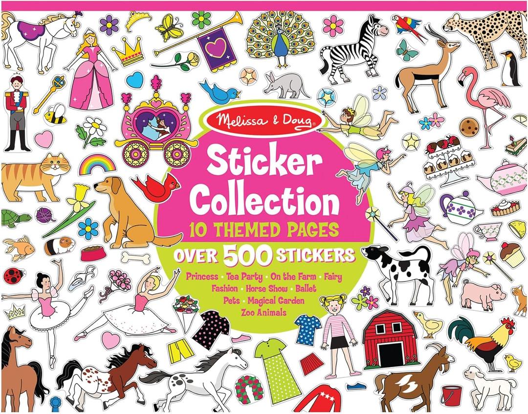 Melissa & Doug Sticker Collection Book: Princesses, Tea Party, Animals, and More - 500+ Stickers - FSC Certified