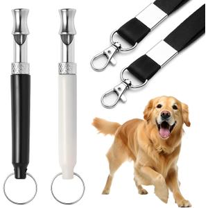 2 Pack Dog Whistle - Dog Whistle to Stop Barking Neighbor's Dog & Long Range Recall, Adjustable Ultrasonic Silent Dog Whistle with Lanyard for Training Recall, Professional Obedience (Black & White)