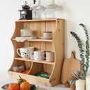 Coffee Mug Display Rack, 3 Tier Wood Cottage core Spice Rack, Coffee bar Tiered Organizer, Kitchen Organization, Mug Shelf Stand, Toy Storage (Natural)