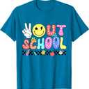 Peace Out School Happy Last Day Of School Teacher Student Men Women Girls Kids T-Shirt (Small) Sapphire blue