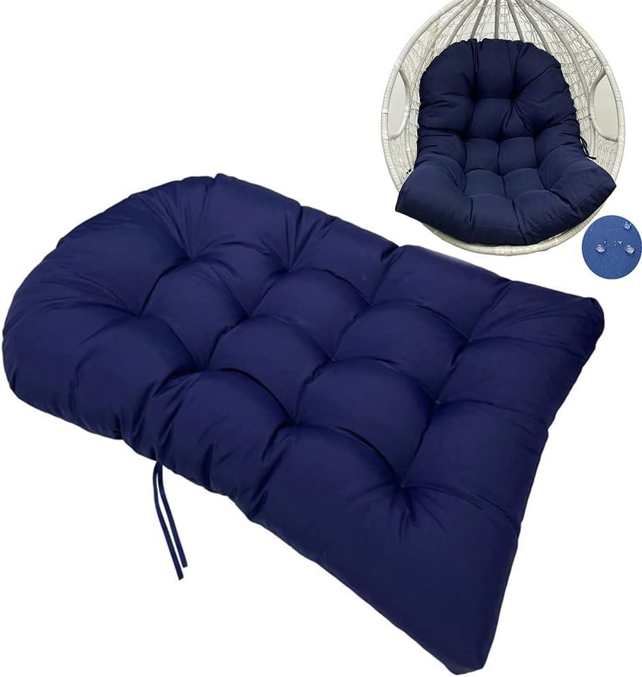 Hanging Egg Chair Cushion 47 X 35 in Waterproof Indoor/Outdoor Hammock Chair Cushion Washable Hanging Basket Seat Cushion (Without Chair) (Navy)