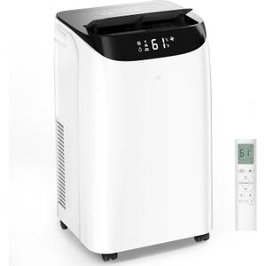 12000 BTU Portable Air Conditioners, Cools Up to 500 Sq.Ft, Free standing AC Unit, Cooling, Dehumidifier, Fan, Sleep Mode, Remote Control & Installation Kit, White