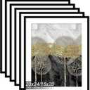 Fxojyvo 20x24 Picture Frame Set of 6, Display Poster 16x20 with Mat or 20 x 24 Without Mat, Light Weight and High Transparent 20 by 24 Frame for Wall - 6 Pack/Black/20 x24