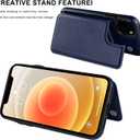 LETO for iPhone 13 Mini Case,Luxury Flip Folio Leather Wallet Cover with Card Slots and Kickstand Protective Shell 5.4" Navy Blue