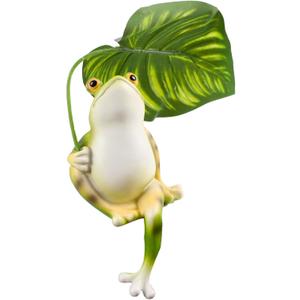 AKAKL Frog Statue for Garden - Lotus Leaf Sitting Frog Figurines Decor Cute Craft Resin Frog Sculpture Decor for Outdoor Yard Garden Pond Home Office Desk Tabletop Gift Ornament