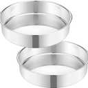 E-far 11 Inch Cake Pan Set of 2, Stainless Steel Large Round Baking Pans Tins, Non-Toxic & Leak-Proof Mold for Birthday Wedding Layer Tiered Cake, Easy Clean & Dishwasher Safe