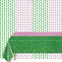 Witch Hat Crown Curtain Magic Bad Witch Theme Party Decoration,3.3 x 6.6ft Tinsel Foil Curtain Backdrop, Pink and Green Waterproof Tablecloth for Halloween, Wicked Party Decorations, 3Pcs