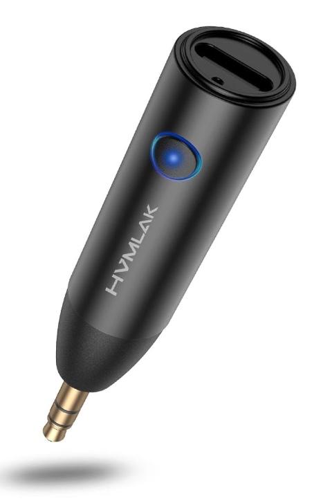 Bluetooth 5.3 Car Aux Adapter with Enhanced Microphone, 3.5mm Jack for Car Home Stereo, USB-C Charging, Sturdy Case, 1 Piece