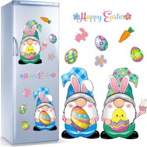 Sratte 9 Pcs Easter Gnome Refrigerator Magnets, Holiday Gnome Fridge Magnet Set for Kitchen, Metal Door, Garage, Cute Bunny Decor