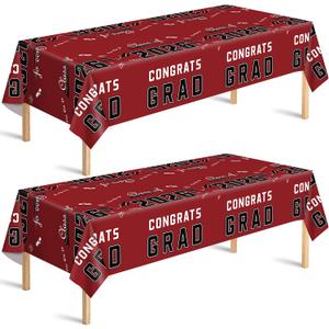 2 x OHOME 2026 Graduation Party Decorations - Graduation Decorations Class of 2026 2027 - Disposable Plastic Maroon Tablecloth for Party Favors - Backdrop Banner Class of 2026,2 Pack