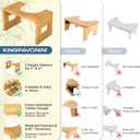 KingPavonini Bamboo Toilet Stool Squat 7in & 9in Heights Adjustable, Foldable Poop Stool for Adult, for Bathroom with Non-Slip Grooves Portable, Space-Saving, 400 lbs Capacity