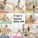 Tiny Land Pikler Triangle Set,7-in-1 Foldable Montessori Toddler Climbing Toys Indoor, Wooden Playground Jungle Gym for Kids, Climber Gift for Boys & Girls Toddler Climbing Toys (Rainbow), Small