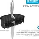 Universal Knife Block for Kitchen, WELLSTAR Knife Holder without Knives, Safe Space Saver Large Volume Stable Knife Storage with Scissors and Sharpening Rod Slot, Detachable for Easy Cleaning - White