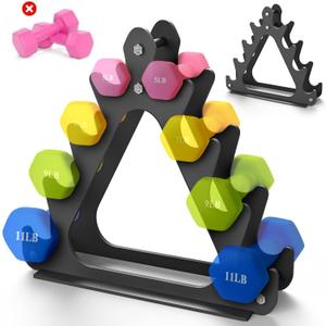 4-Tier Dumbbell Rack for 1-15 lb Weights, Holds 5 Pairs Space-Saving Sturdy A-Frame Stand for Home Gym, Weight Rack for Women's Dumbbell Set (Dumbbell Rack Stand Only)
