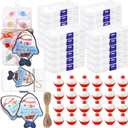 24 Sets Fishing Party Favors Candy Mini Tackle Boxes with 48 Red White Floater &Thank You Cards for Fishing Theme Party Supplies and Decorations