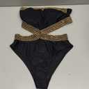 Milumia Women's Stitch Detail Strapless One Piece Swimsuit Cut Out Bandeau Bathing Suit (Medium, Black)